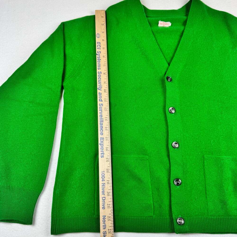 Vintage 100% Pure Cashmere Green Cardigan Sweater Size 46 - Picture 6 of 12